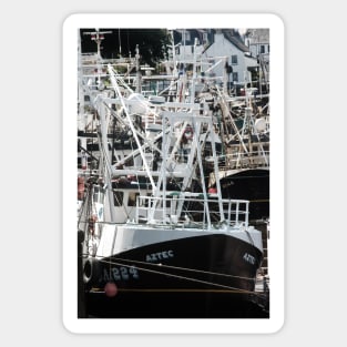 Fishing boats moored in harbour at Kirkcudbright, Scotland Sticker